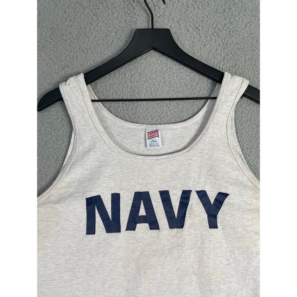 Vintage Soffe Shirt NAVY Tank Top XL Gray USA Made Distressed Military Gym Shirt - Picture 3 of 7